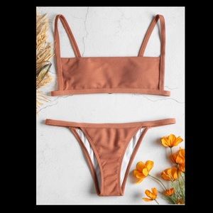 Ribbed Hook String Bikini Set